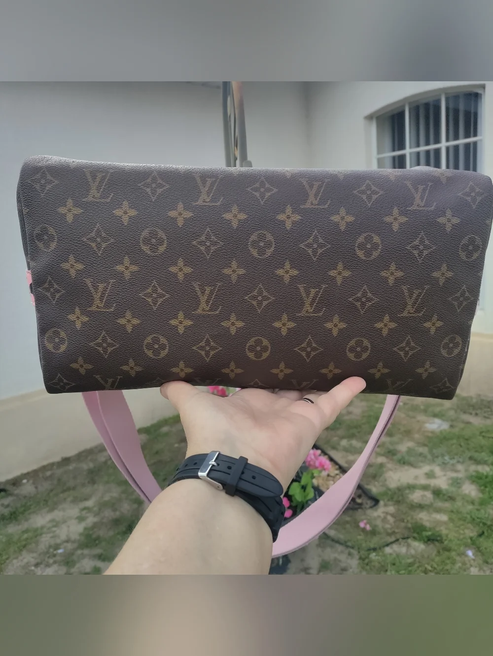 Louis Vuitton Speedy 35 Converted To Bandolier -Pink &Black - Picture 4 of 16